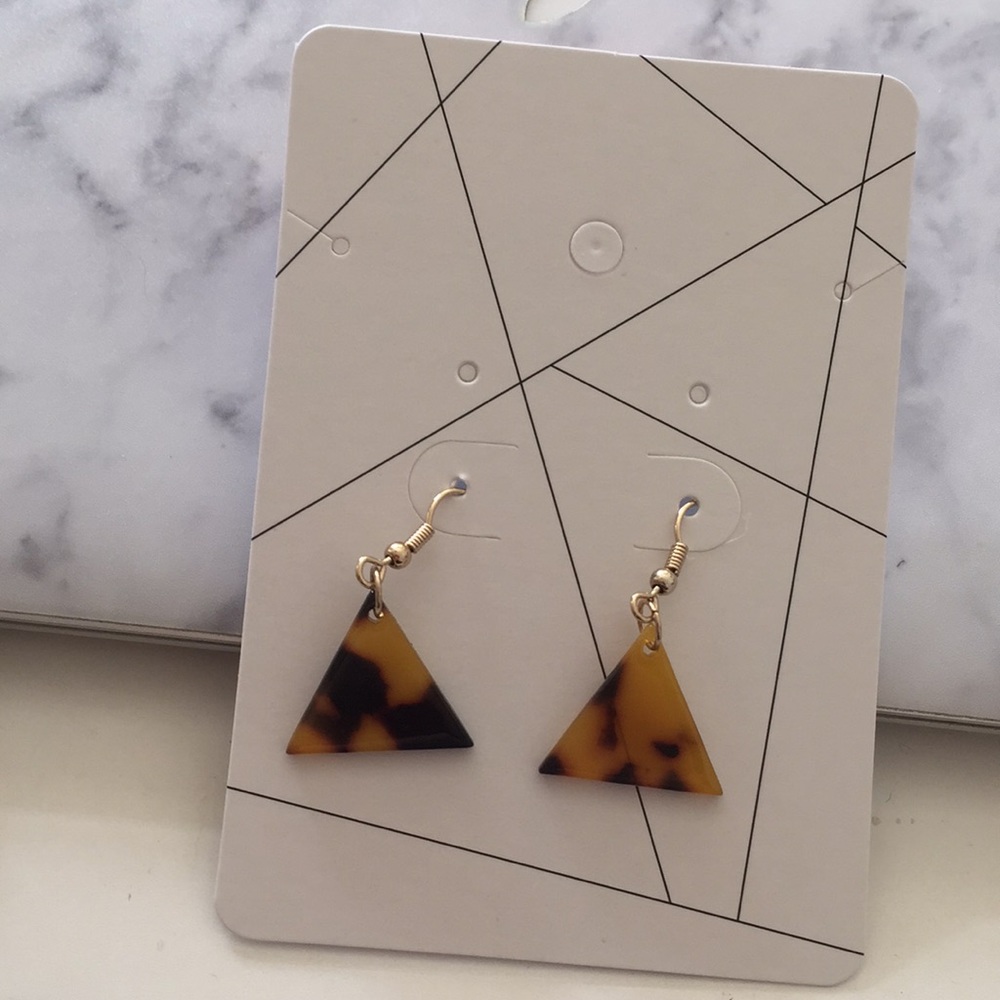 Triangle Healing Stone Drop Earrings - Picture 3 of 4